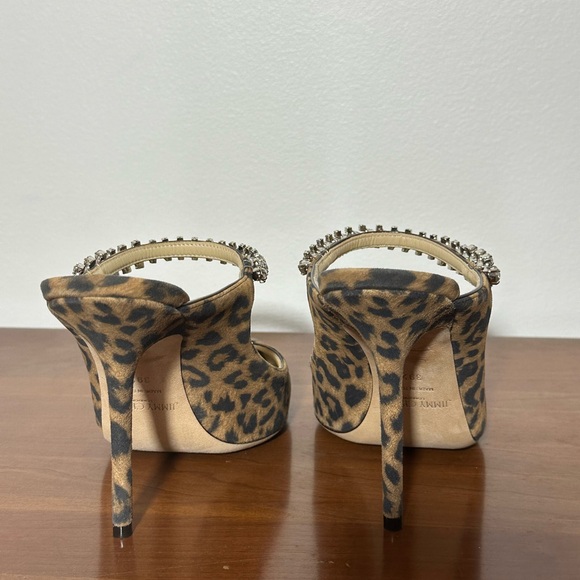 JIMMY CHOO
Women's Bing 100 Embellished Leopard
Print High Heel Mules - Picture 4 of 8